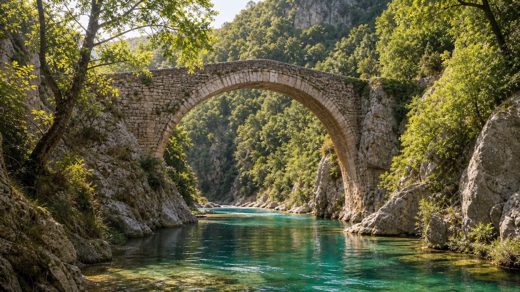 Ponte in pietra nell'area delle Gole del Calore